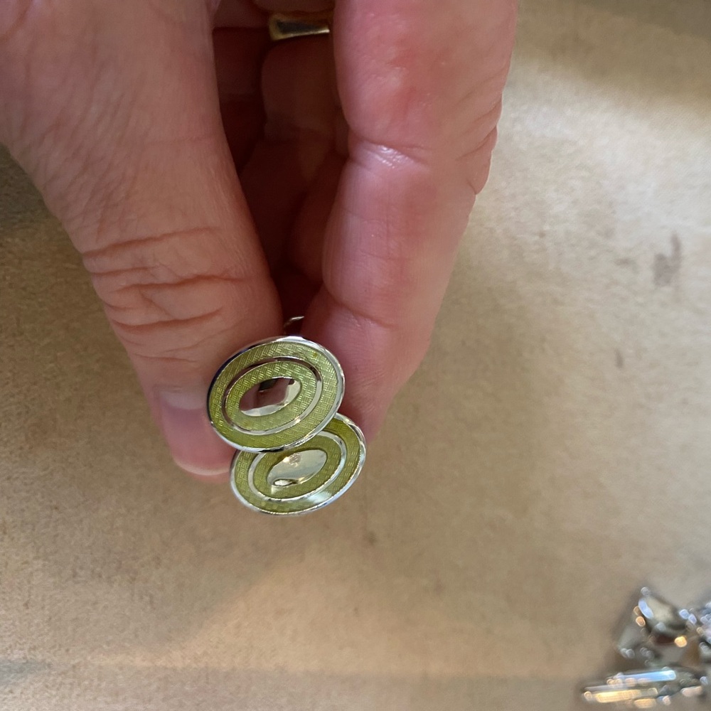 Elegant Silver and Green cuff links